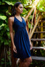 Korte halter jurk Natural - Nachtblauw