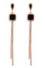 Earrings Elegant Drop Square Stainless Steel - Rose Gold Black
