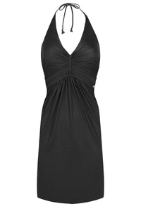 Korte halter jurk Natural - Zwart