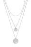Ketting 3-laags Muntjes Gehamerd RVS-Zilver