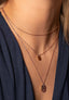 Ketting 3-laags Muntjes Gehamerd RVS-rosegoud