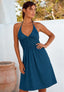 Korte halter jurk Natural - Teal