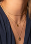 Necklace 3-layer Coins Hammered Stainless Steel - Gold