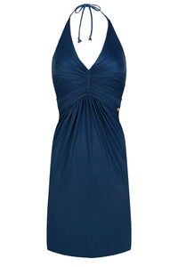 Korte halter jurk Natural - Nachtblauw