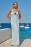 Strapless jurk Natural-Lichtblauw