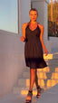 Kurzes Neckholderkleid Natural - Black