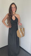 Neckholderkleid Natur-Schwarz